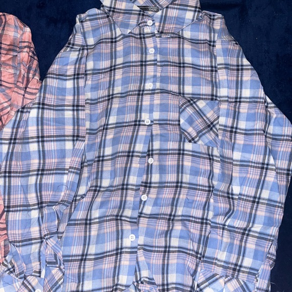 Plaid Button-Up Shirts 2 pc - Pink (Medium) and Blue (Small) - Picture 3 of 5